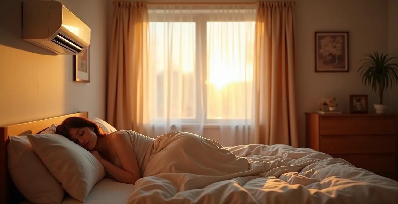 Chambre à coucher québécoise avec positionnement optimal de l'unité de climatisation