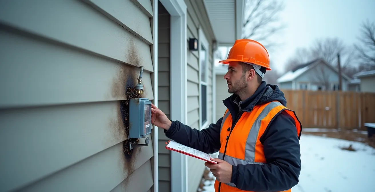 Maison québécoise avec traces de dommages électriques et expert en inspection