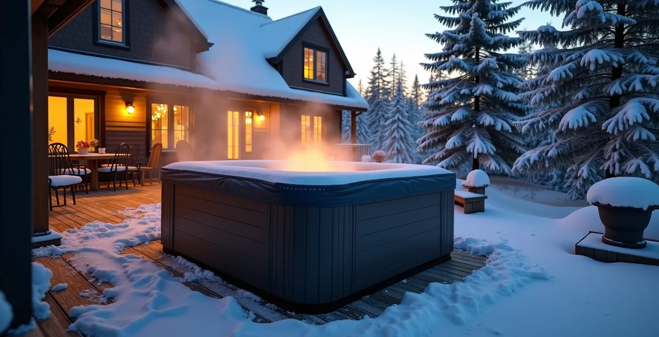 Spa extérieur en hiver avec système d'isolation optimal